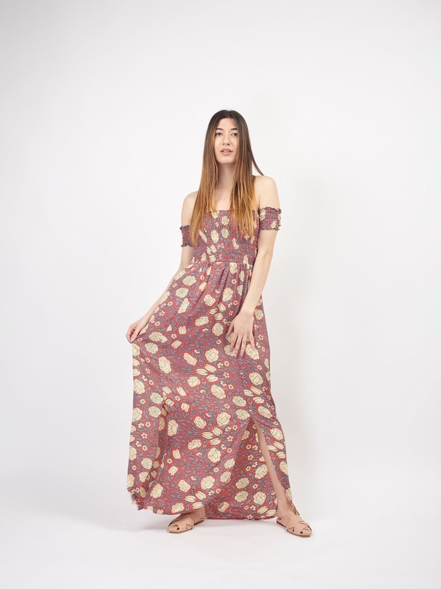 Vestito lungo in seta Alaina - rosso - Bijondo