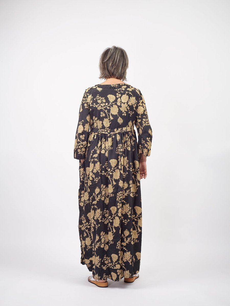 Vestito lungo in seta elegante Vanessa - nero - Bijondo