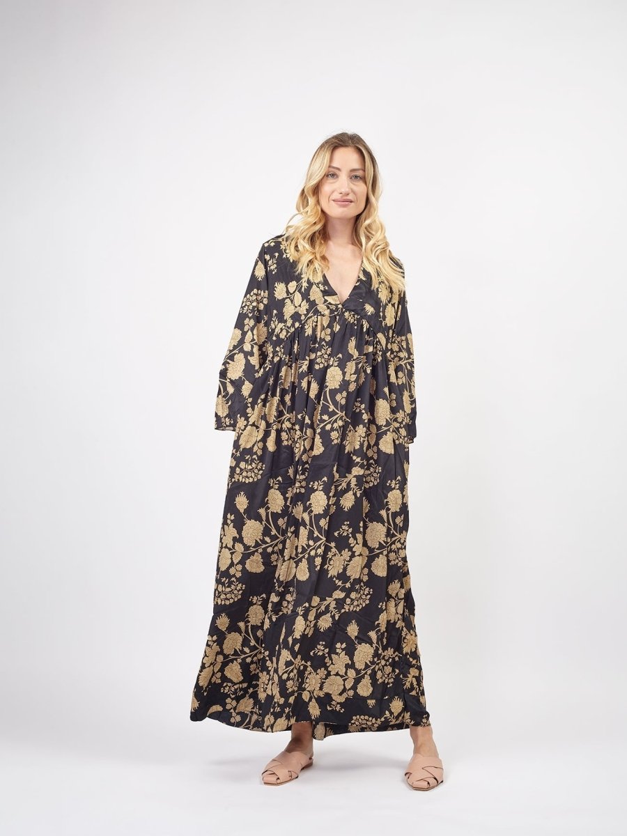 Vestito lungo in seta elegante Vanessa - petrolio - Bijondo