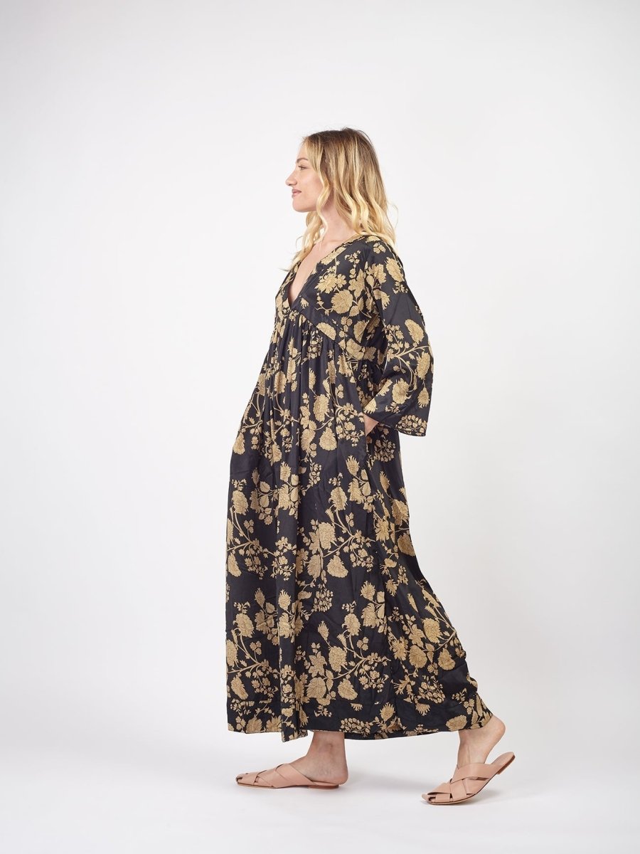 Vestito lungo in seta elegante Vanessa - petrolio - Bijondo