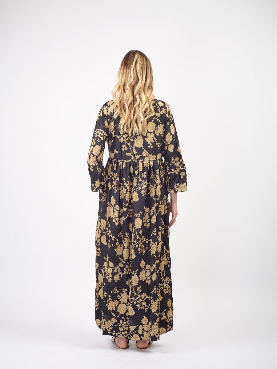 Vestito lungo in seta elegante Vanessa - petrolio - Bijondo