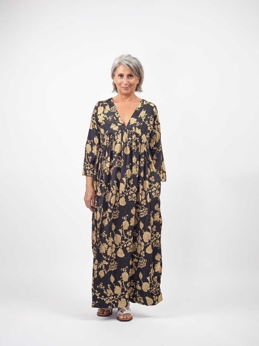 Vestito lungo in seta elegante Vanessa - nero - Bijondo