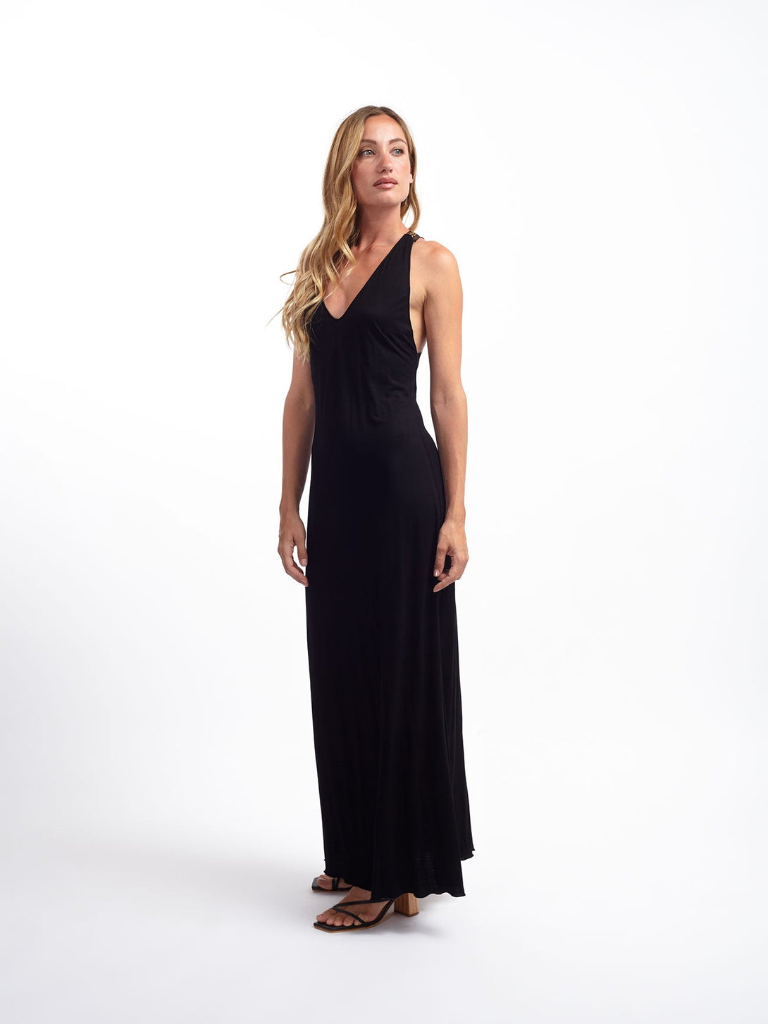 Vestito lungo aderente Roberta-nero-taglia unica-Bijondo