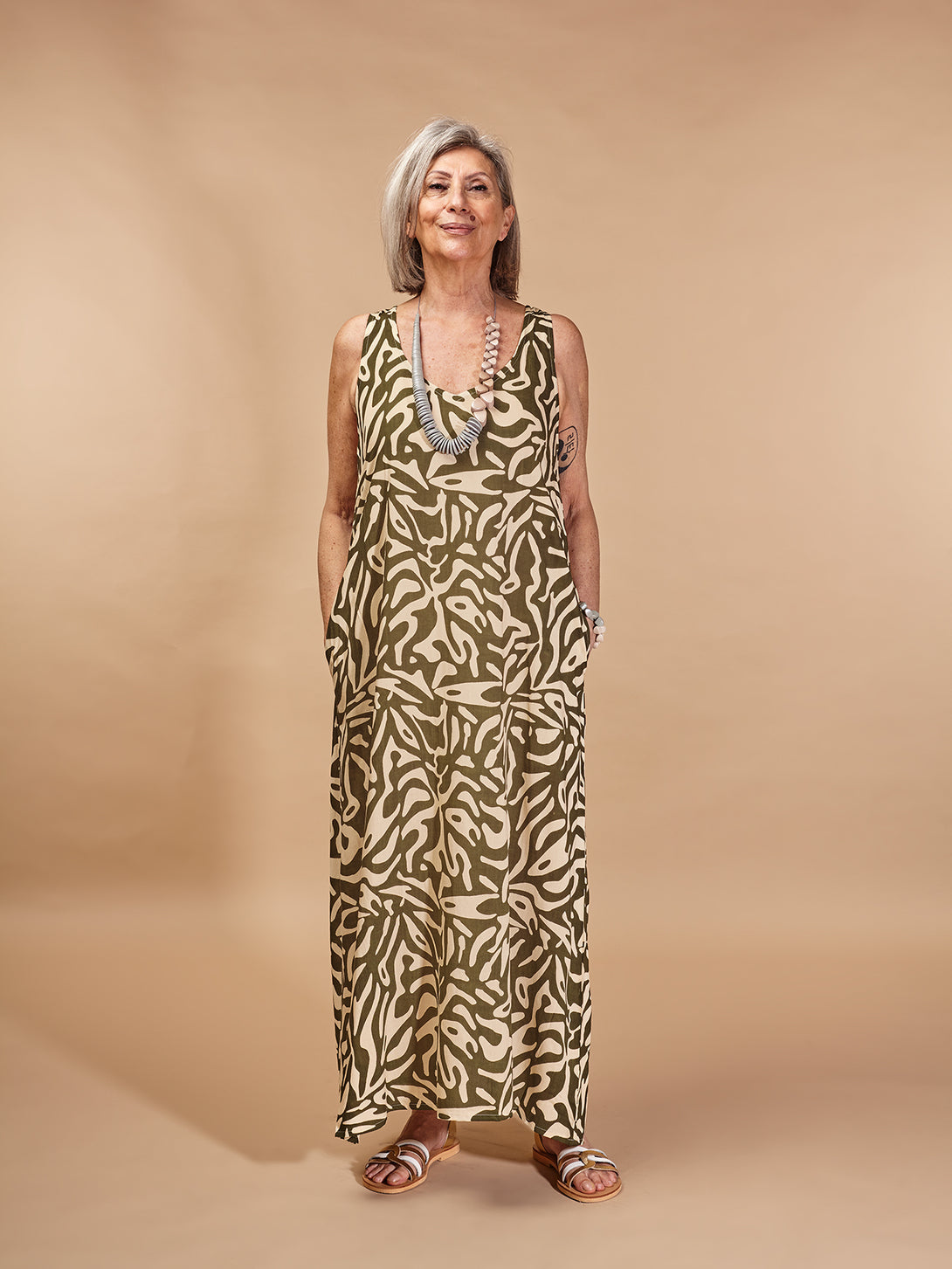 Vestito lungo, leggero, viscosa Elva-vestito-Bijondo-Verde-S-M-Bijondo