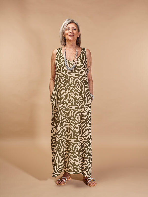 Vestito lungo, leggero, viscosa Elva-vestito-Bijondo-Verde-S-M-Bijondo