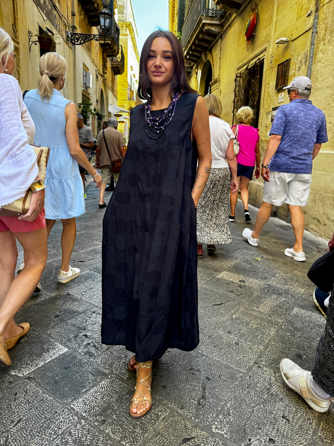 Vestito lungo, nero Pois-vestito-Bijondo-Bijondo