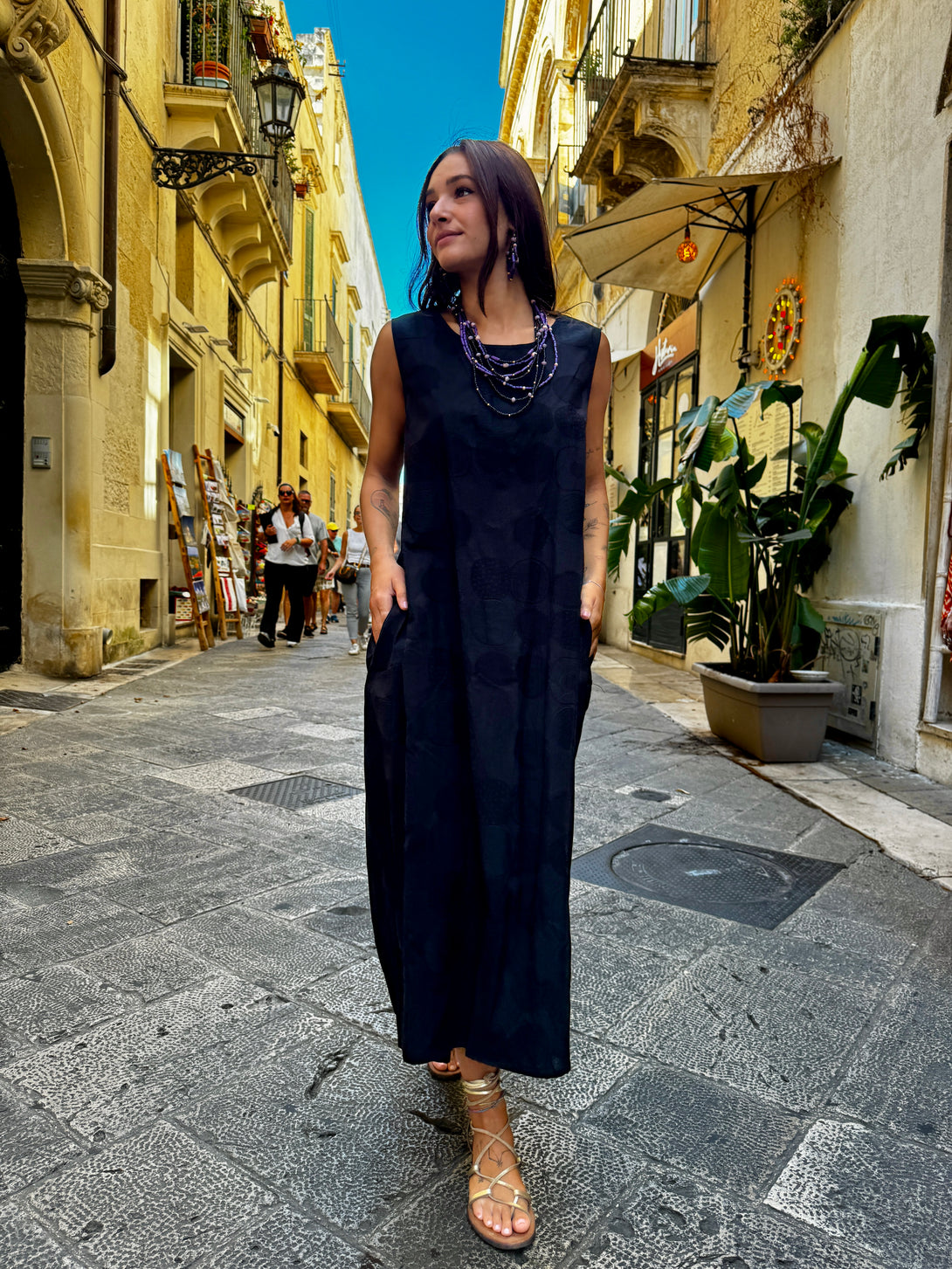 Vestito lungo, nero Pois-vestito-Bijondo-Bijondo