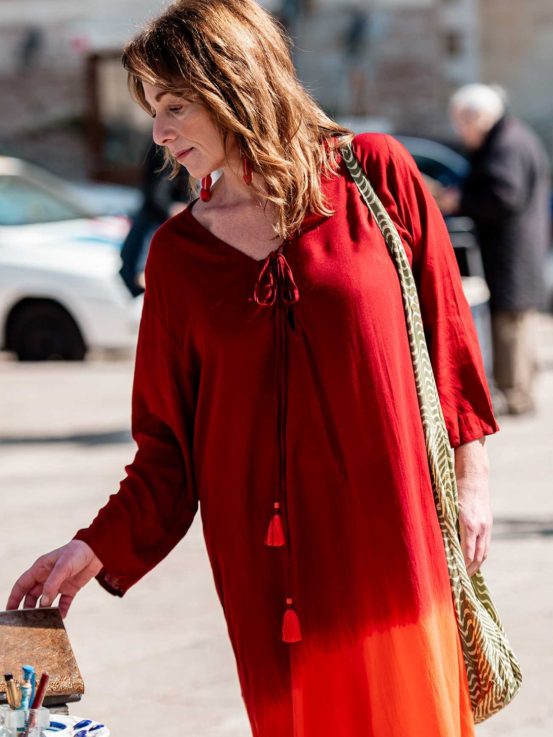 Vestito lungo over rayon stampa sfumata Rhea-Vestito-Bijondo-Bijondo