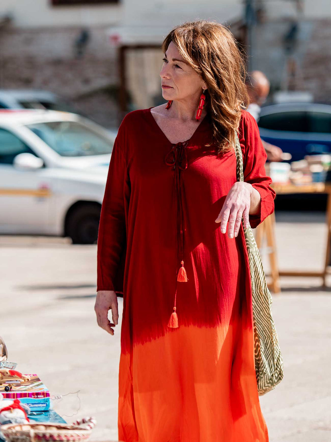 Vestito lungo over rayon stampa sfumata Rhea-Vestito-Bijondo-Bijondo