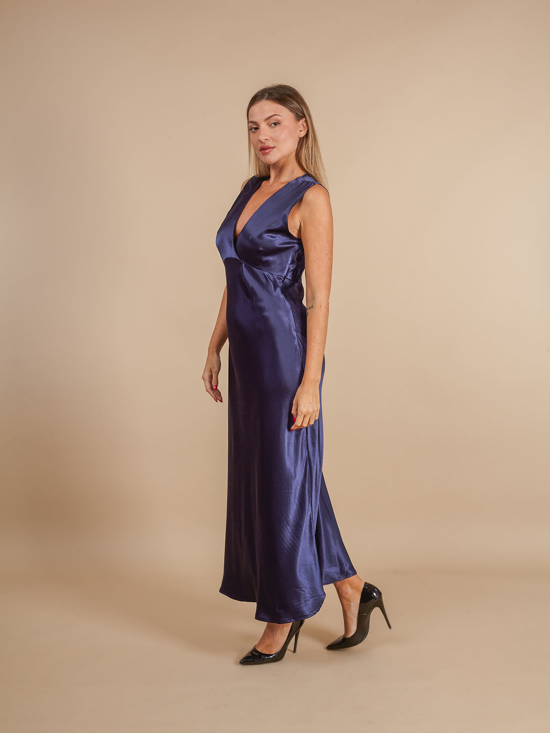 Vestito lungo raso elegante Judy-vestito lungo-Bijondo-blu-S-Bijondo