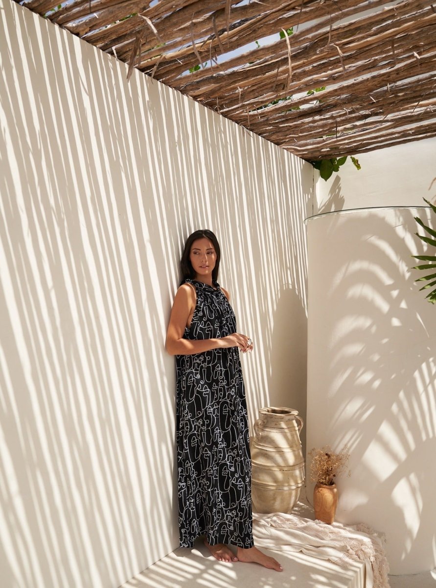 Vestito lungo rayon Nova - celeste - Bijondo