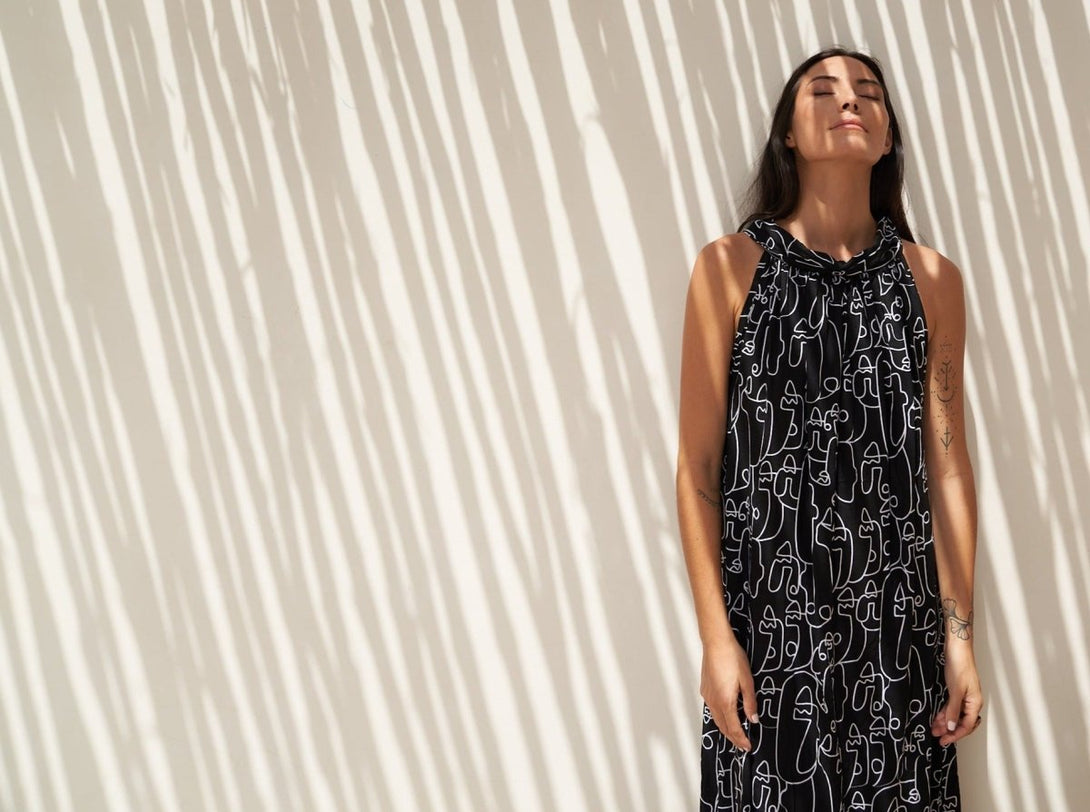 Vestito lungo rayon Nova - celeste - Bijondo