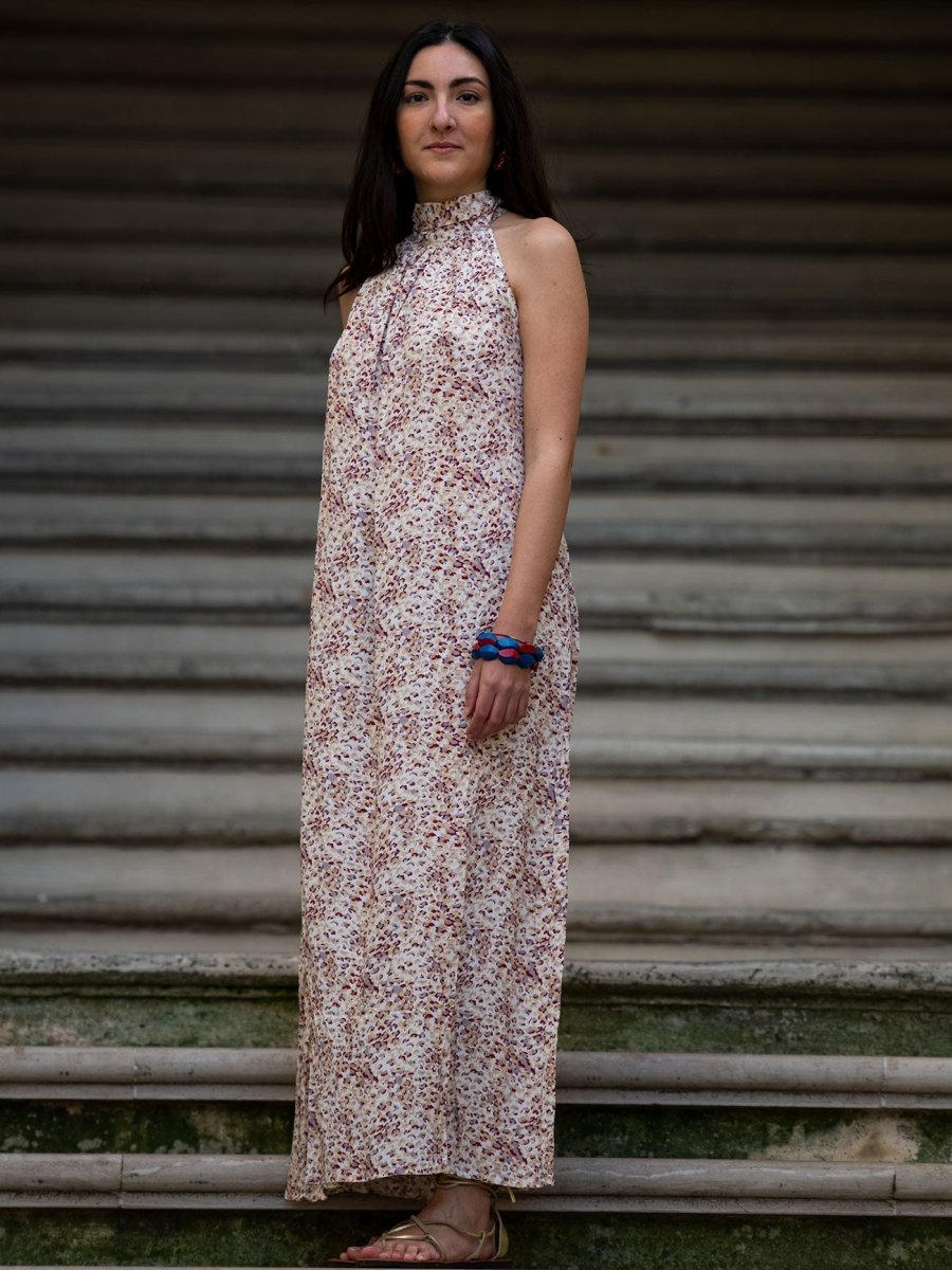 Vestito lungo rayon Nova - celeste - Bijondo