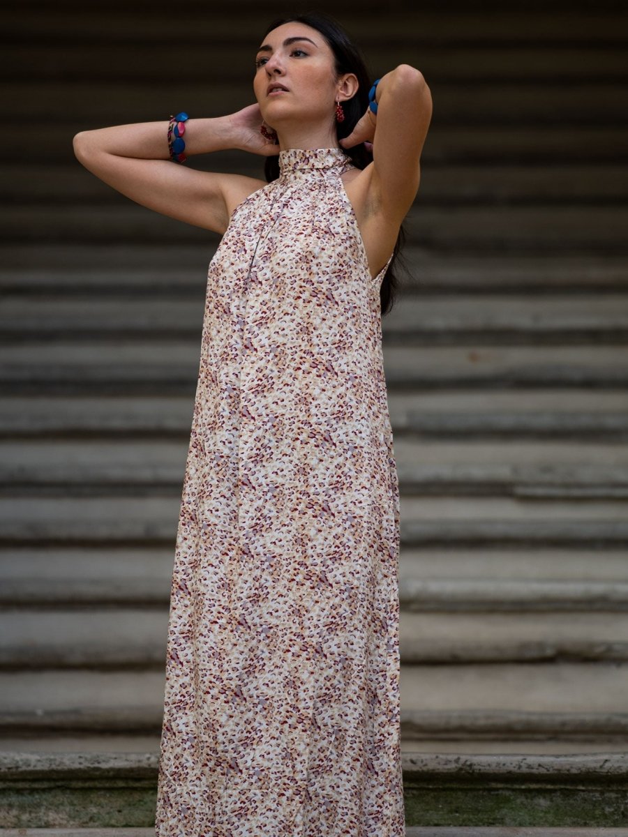 Vestito lungo rayon Nova - bordeaux - Bijondo