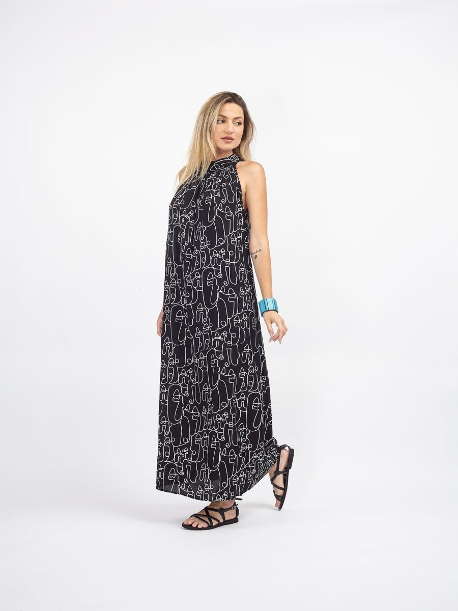 Vestito lungo rayon Nova - nero - Bijondo