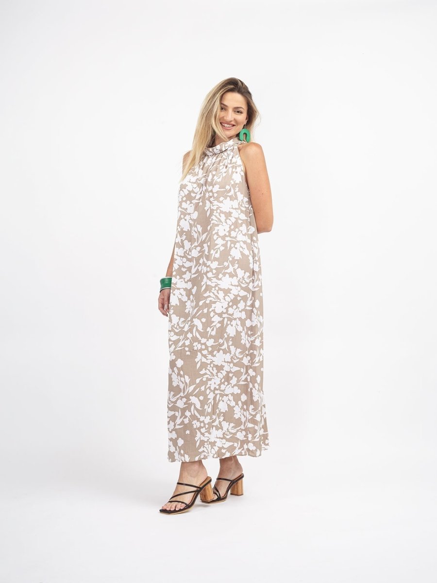 Vestito lungo rayon Nova - tortora - Bijondo