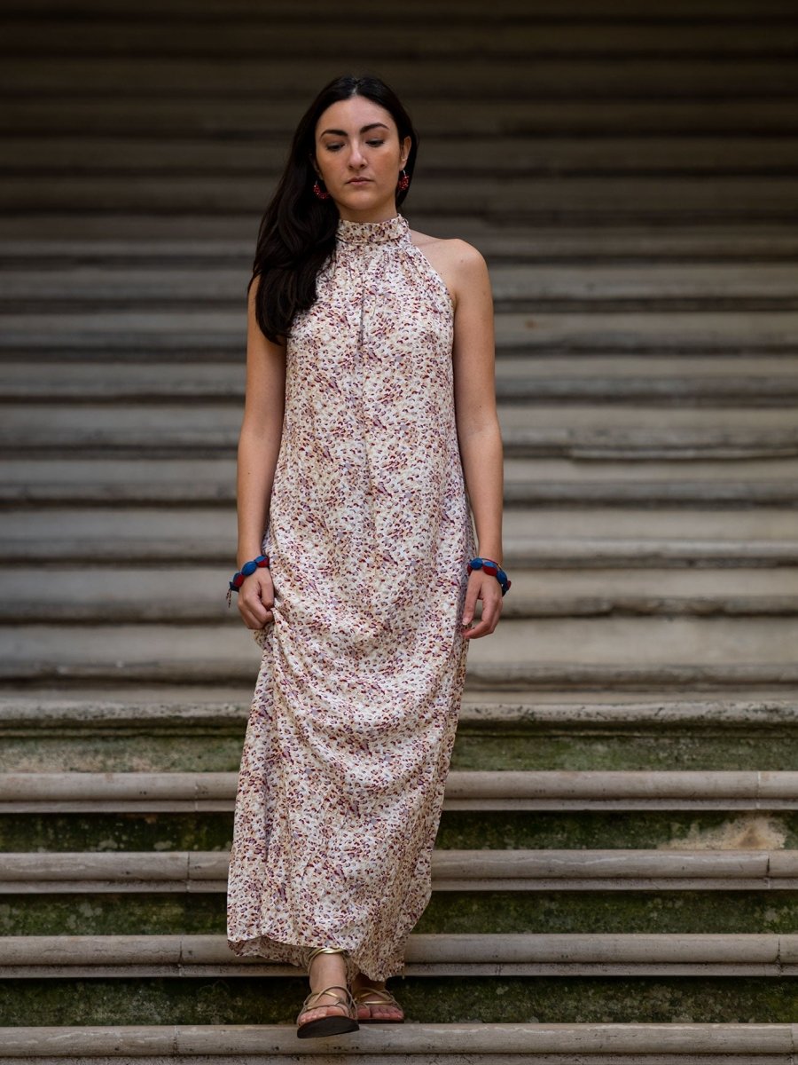 Vestito lungo rayon Nova - celeste - Bijondo