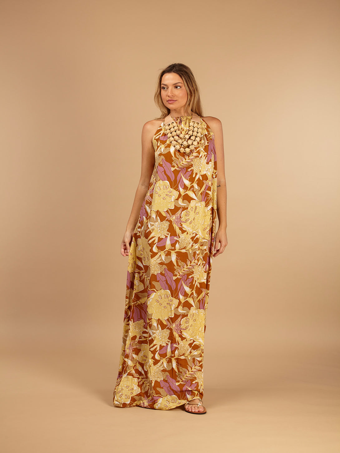 Vestito lungo rayon Tatiana-vestito-Bijondo-marrone-Bijondo