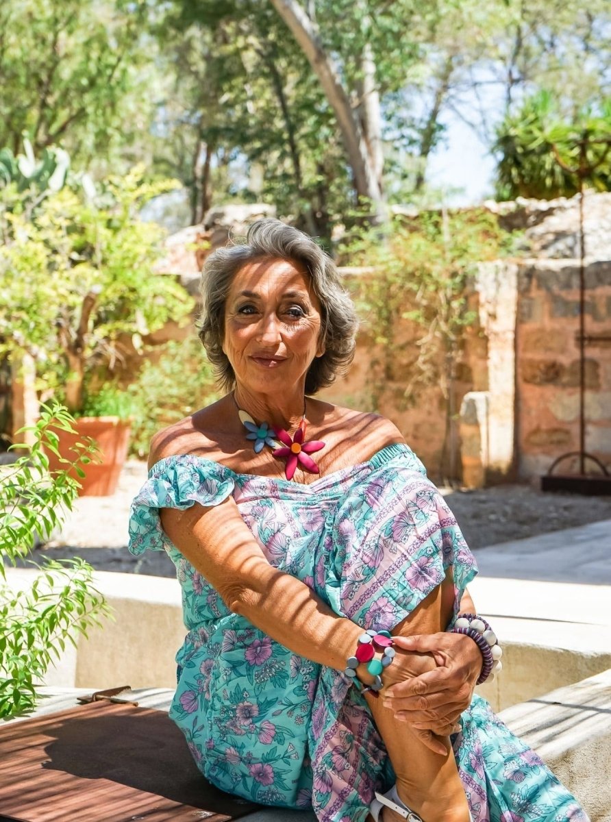 Vestito lungo rayon boho con balza Debora - rosso - Bijondo