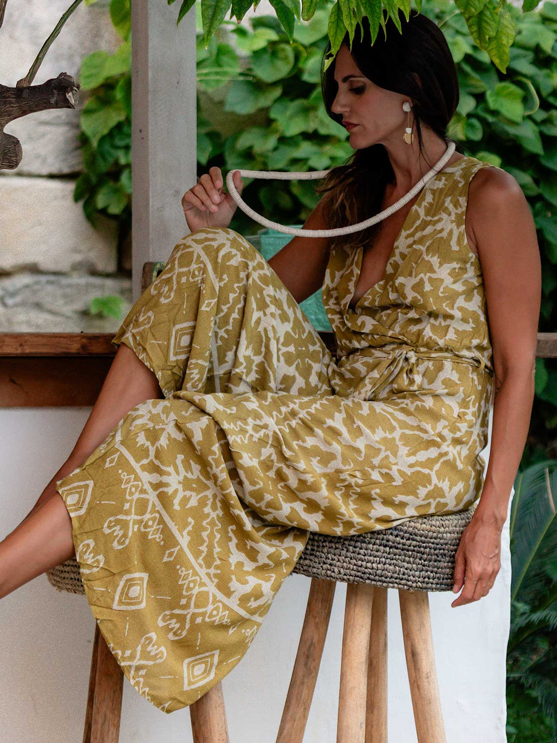 Vestito lungo, rayon, con cintura Coralie-Vestito-Bijondo-Bijondo