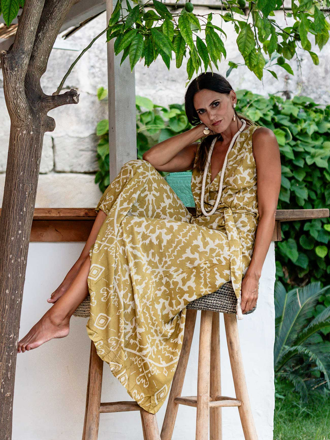 Vestito lungo, rayon, con cintura Coralie-Vestito-Bijondo-Bijondo