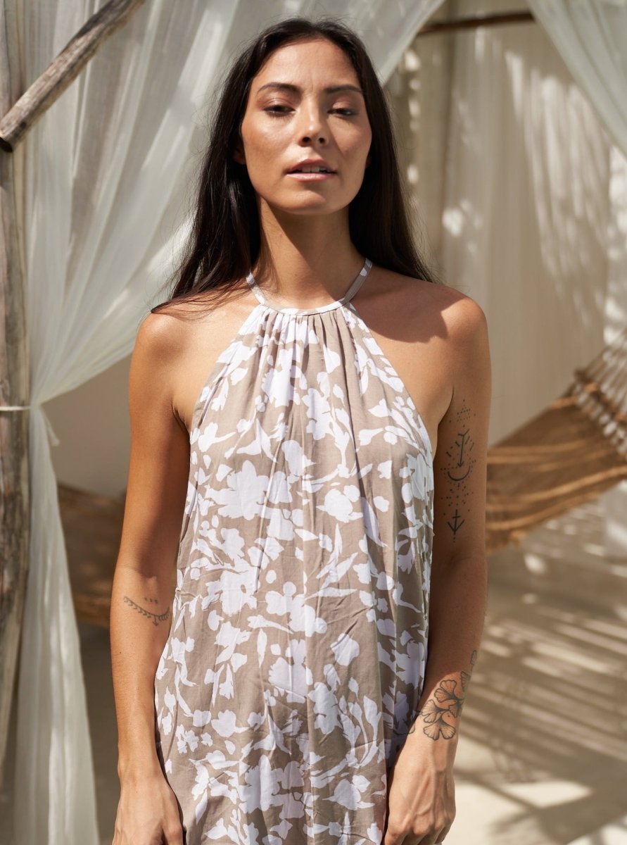 Vestito lungo rayon leggero Steph - taupe - Bijondo