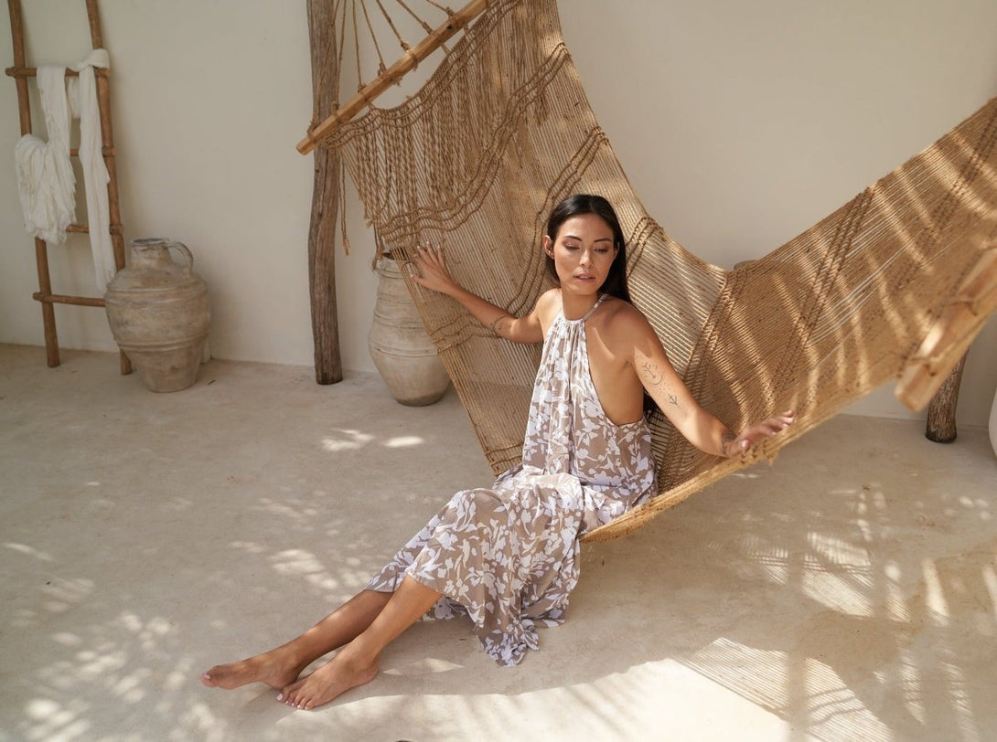 Vestito lungo rayon leggero Steph - taupe - Bijondo