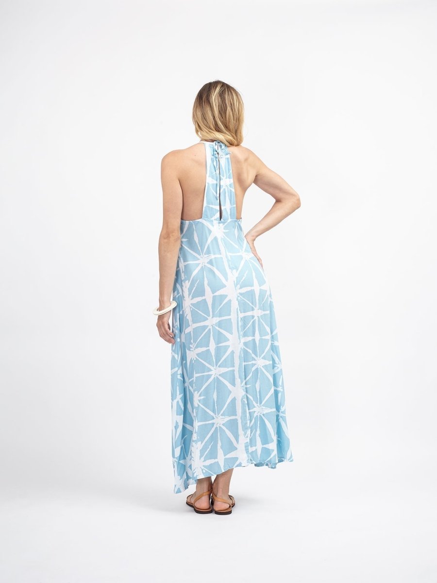 Vestito lungo rayon leggero Steph - celeste - Bijondo