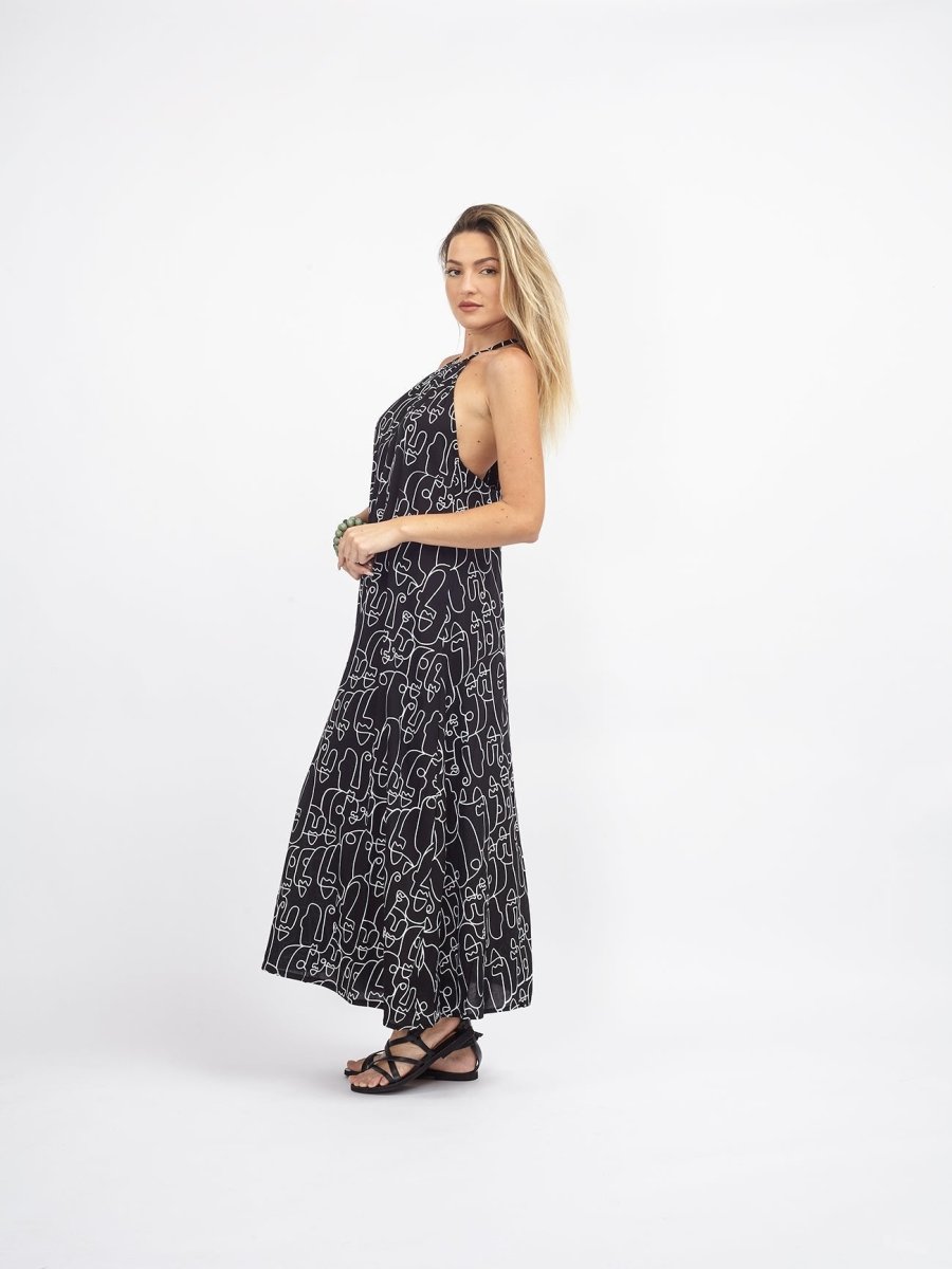 Vestito lungo rayon leggero Steph - nero - Bijondo