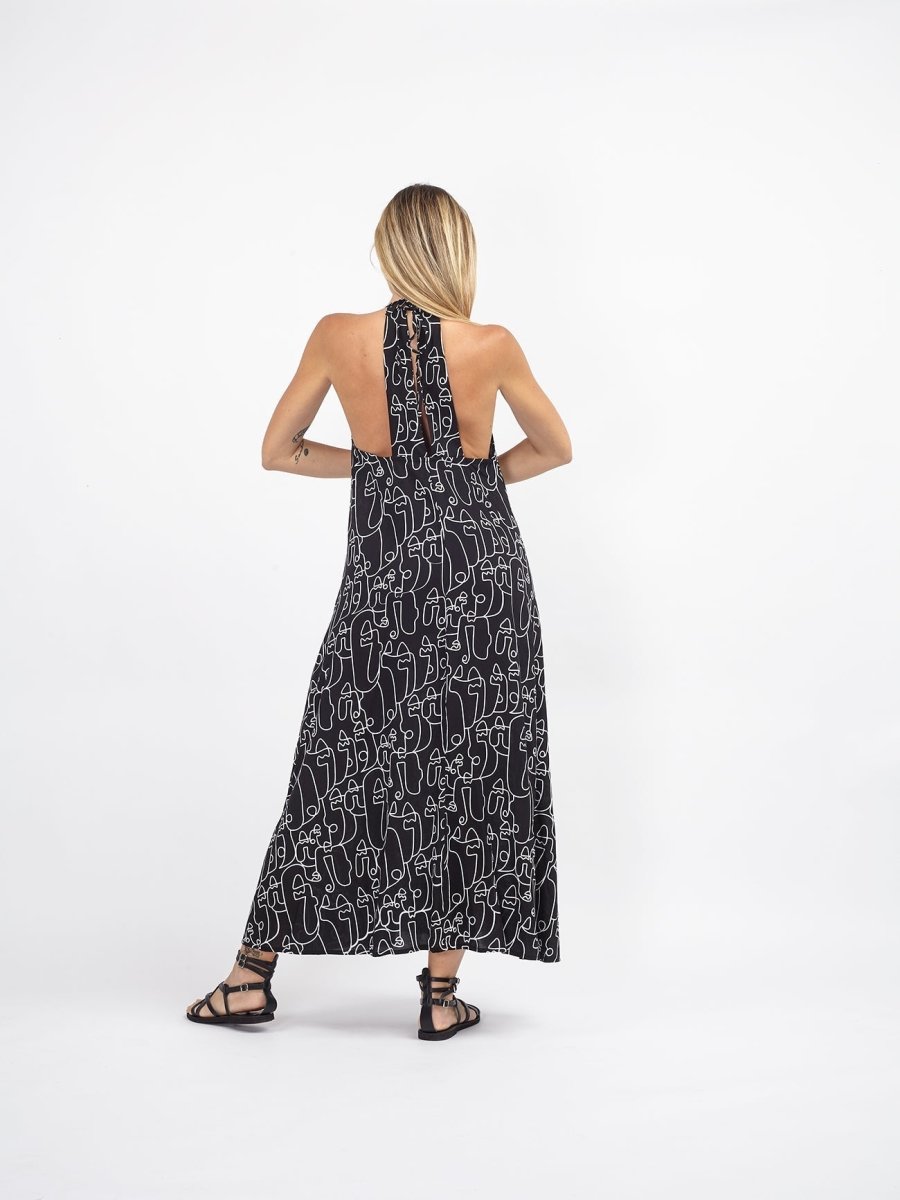 Vestito lungo rayon leggero Steph - nero - Bijondo