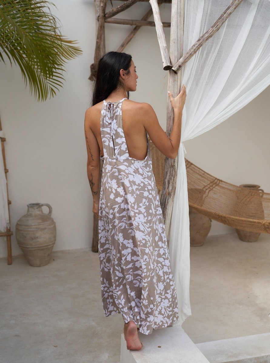 Vestito lungo rayon leggero Steph - taupe - Bijondo