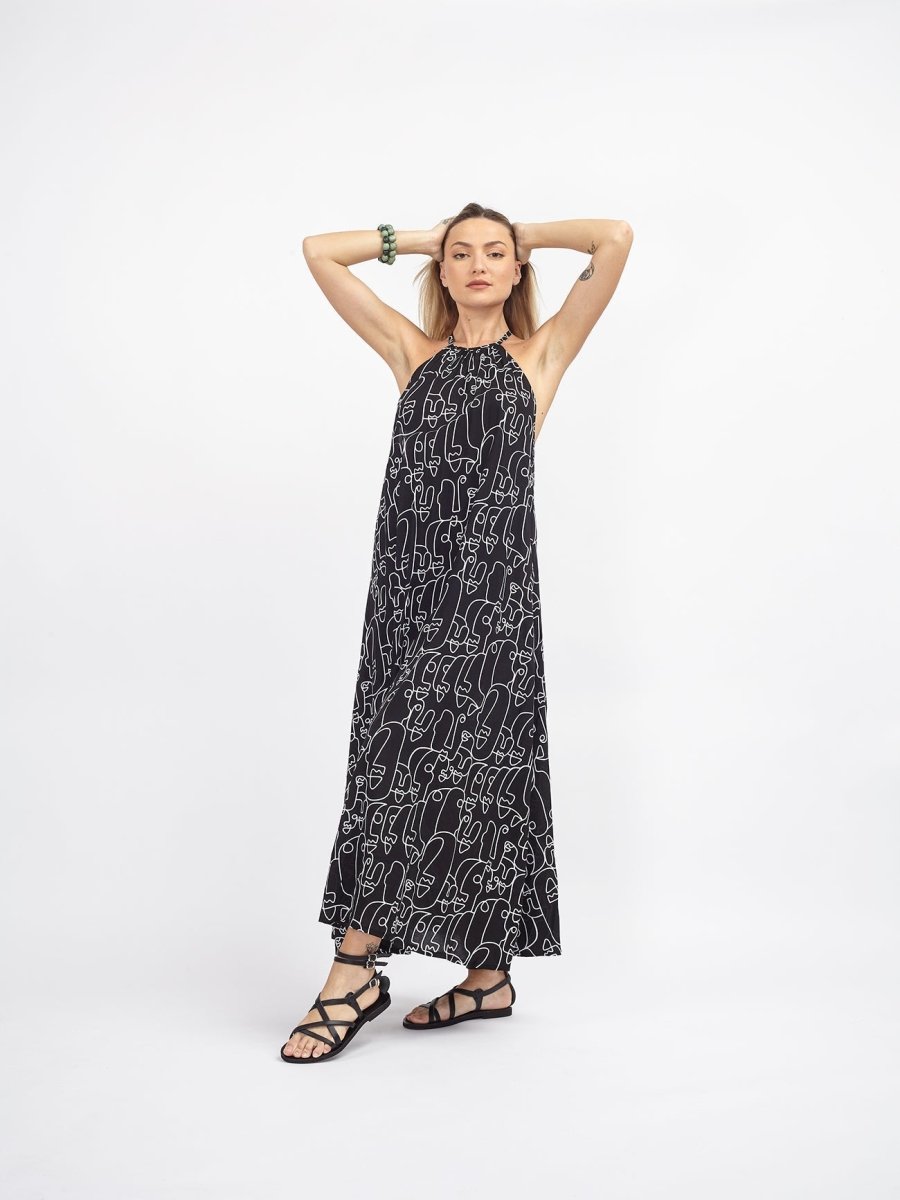 Vestito lungo rayon leggero Steph - nero - Bijondo