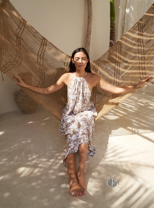 Vestito lungo rayon leggero Steph - taupe - Bijondo