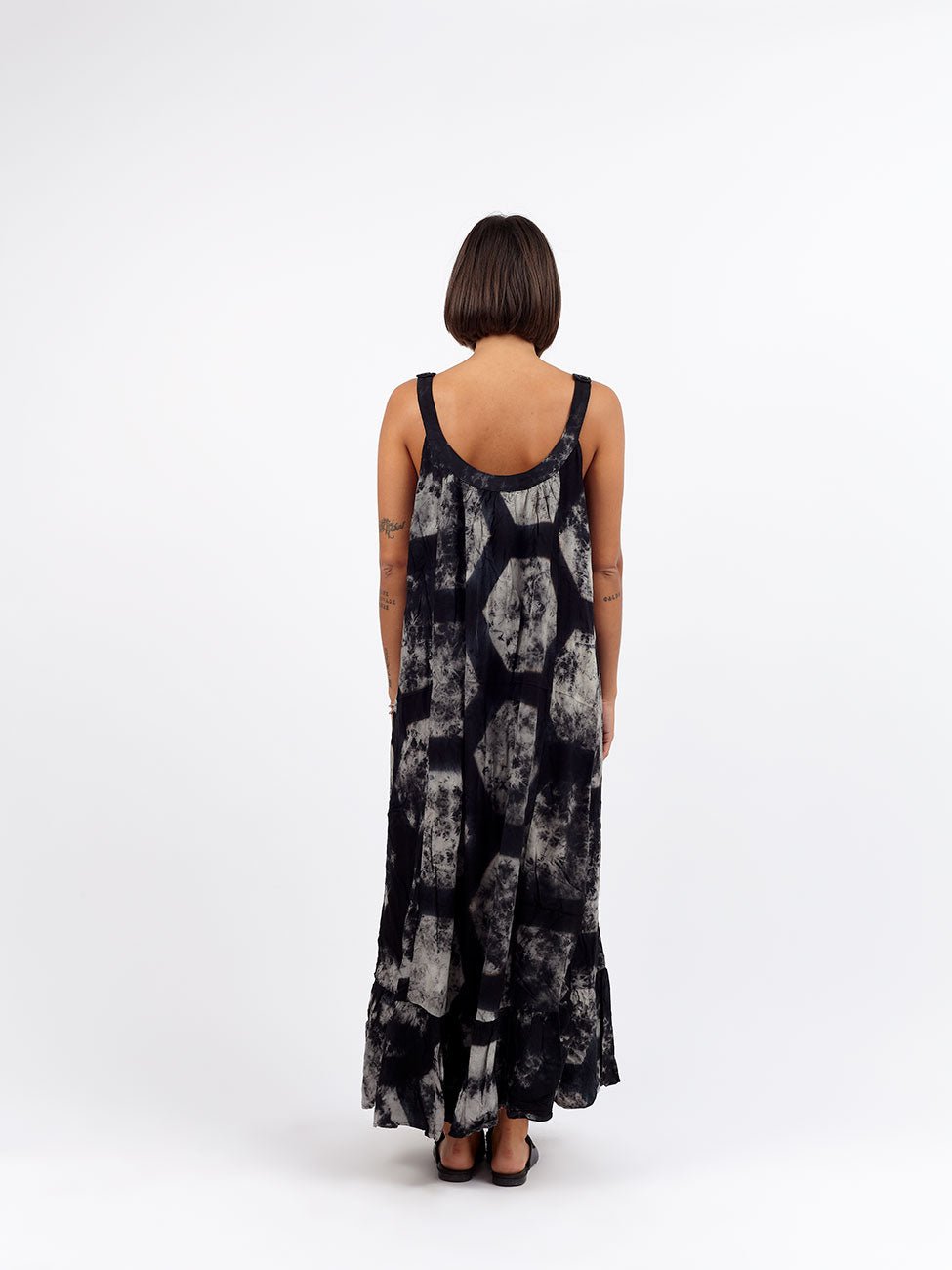 Vestito lungo salopette cotone Sarah - nero - Bijondo