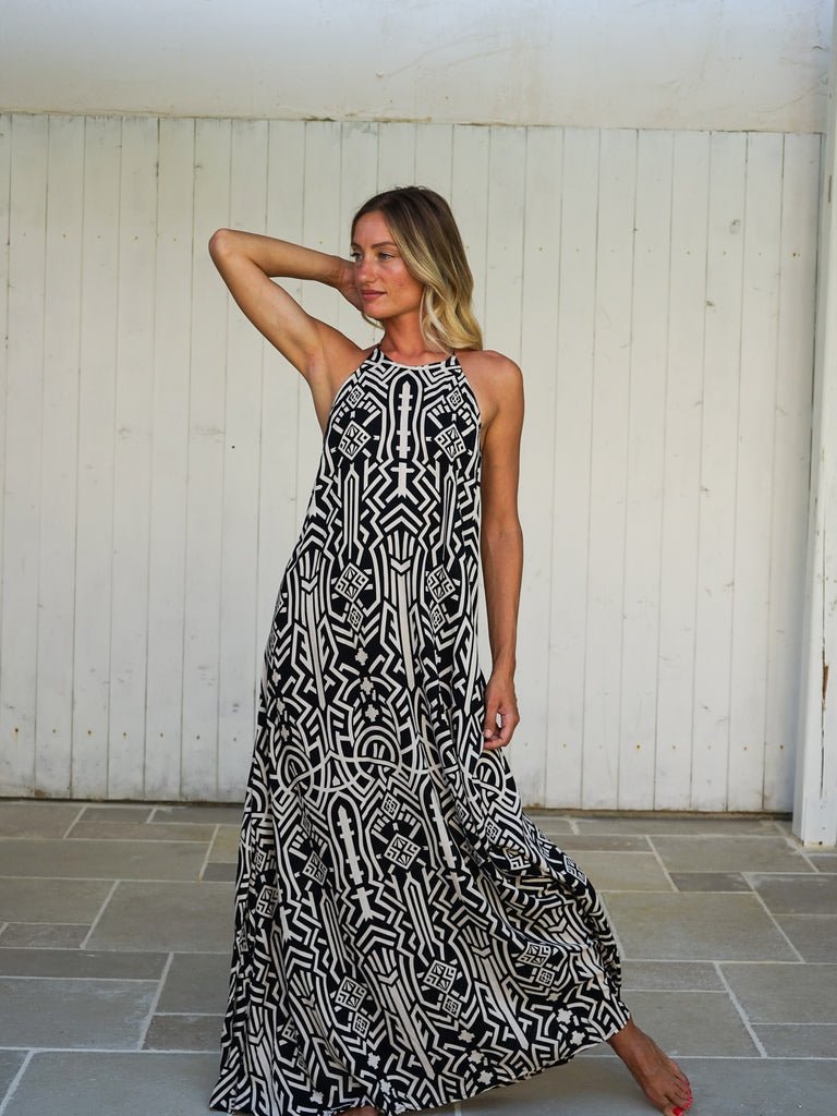 Vestito lungo schiena scoperta rayon Tilde - fucsia - Bijondo