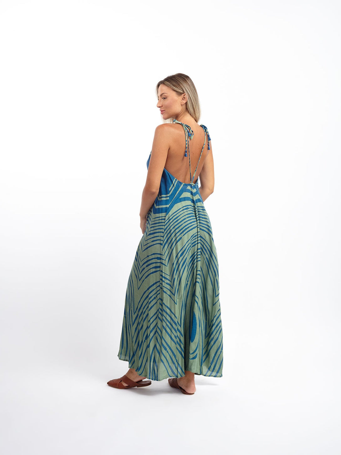 Vestito lungo schiena scoperta rayon Tilde-menta-S-M-Bijondo