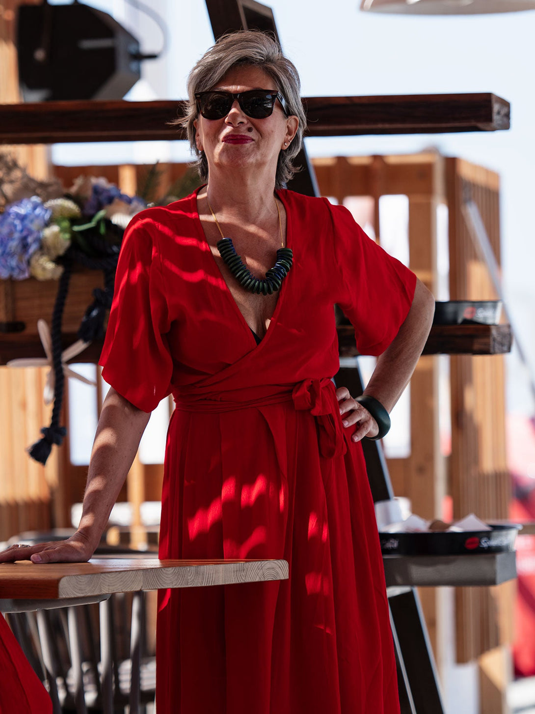 Vestito lungo scollo modellabile con fusciacca Kris-magenta-S-M-Bijondo