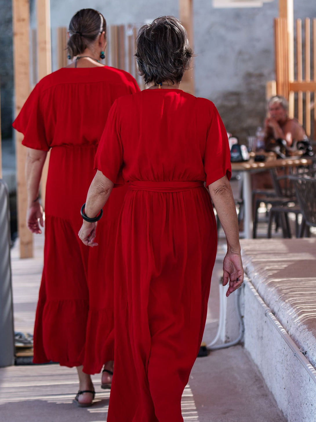 Vestito lungo scollo modellabile con fusciacca Kris-magenta-S-M-Bijondo