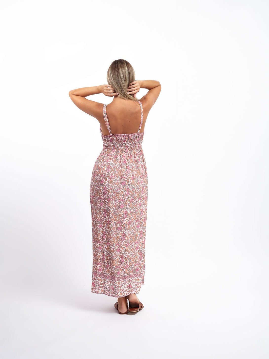 Vestito lungo bretelle Claire-rosa-S-M-Bijondo