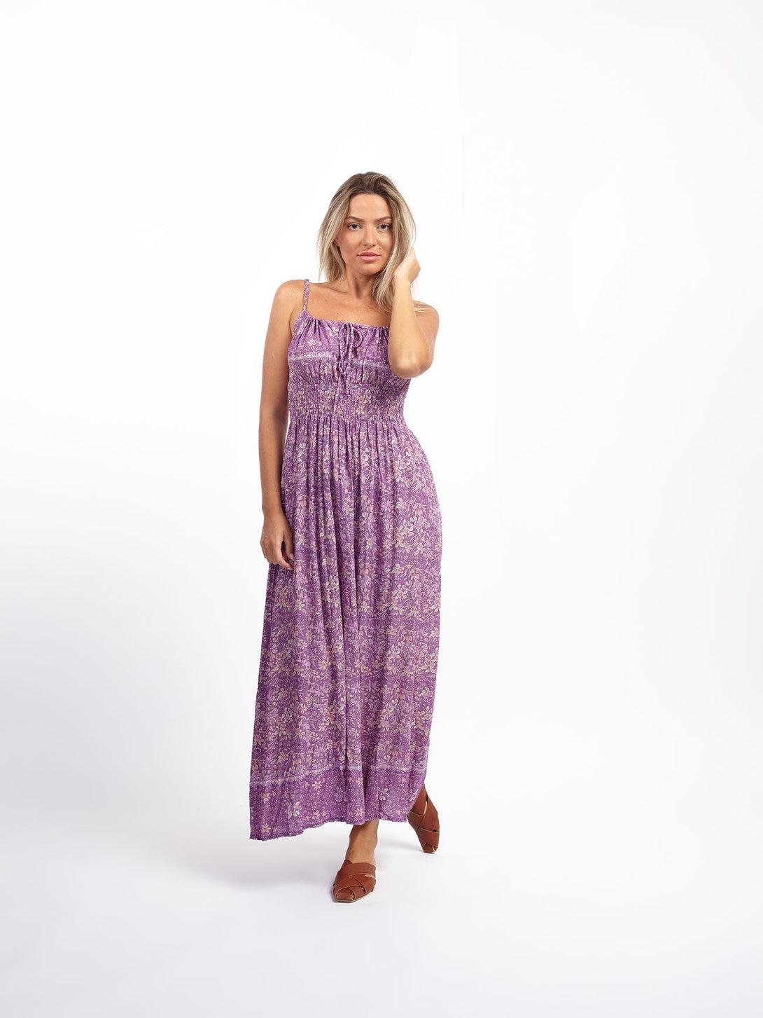 Vestito lungo bretelle Claire-lavanda-S-M-Bijondo