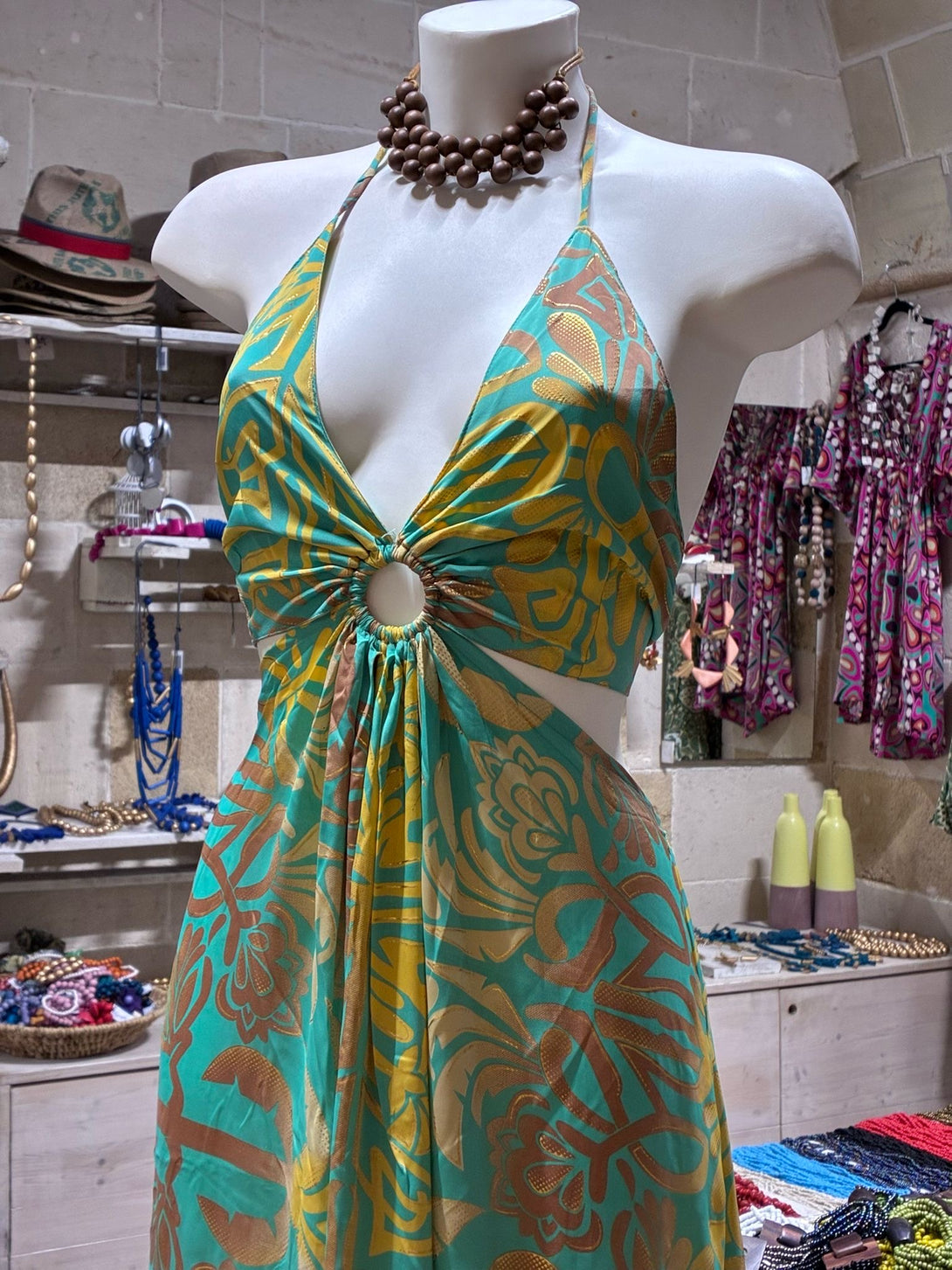 Vestito lungo seta Demi cut-out metallic-Vestito-WhyY-Bijondo