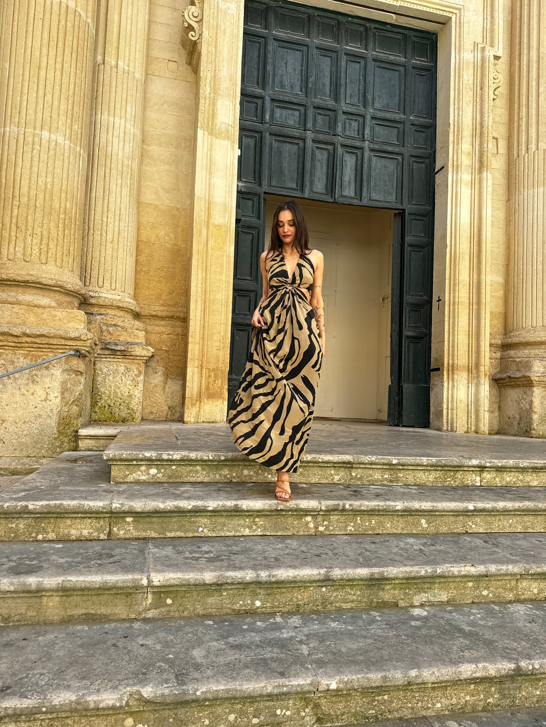 Vestito lungo seta Demi cut-out metallic-Vestito-WhyY-Bijondo