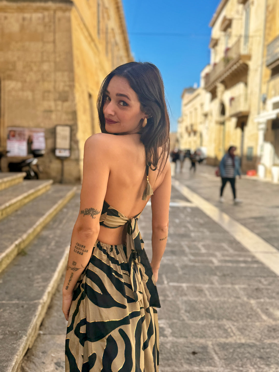 Vestito lungo seta Demi cut-out metallic-Vestito-WhyY-Bijondo