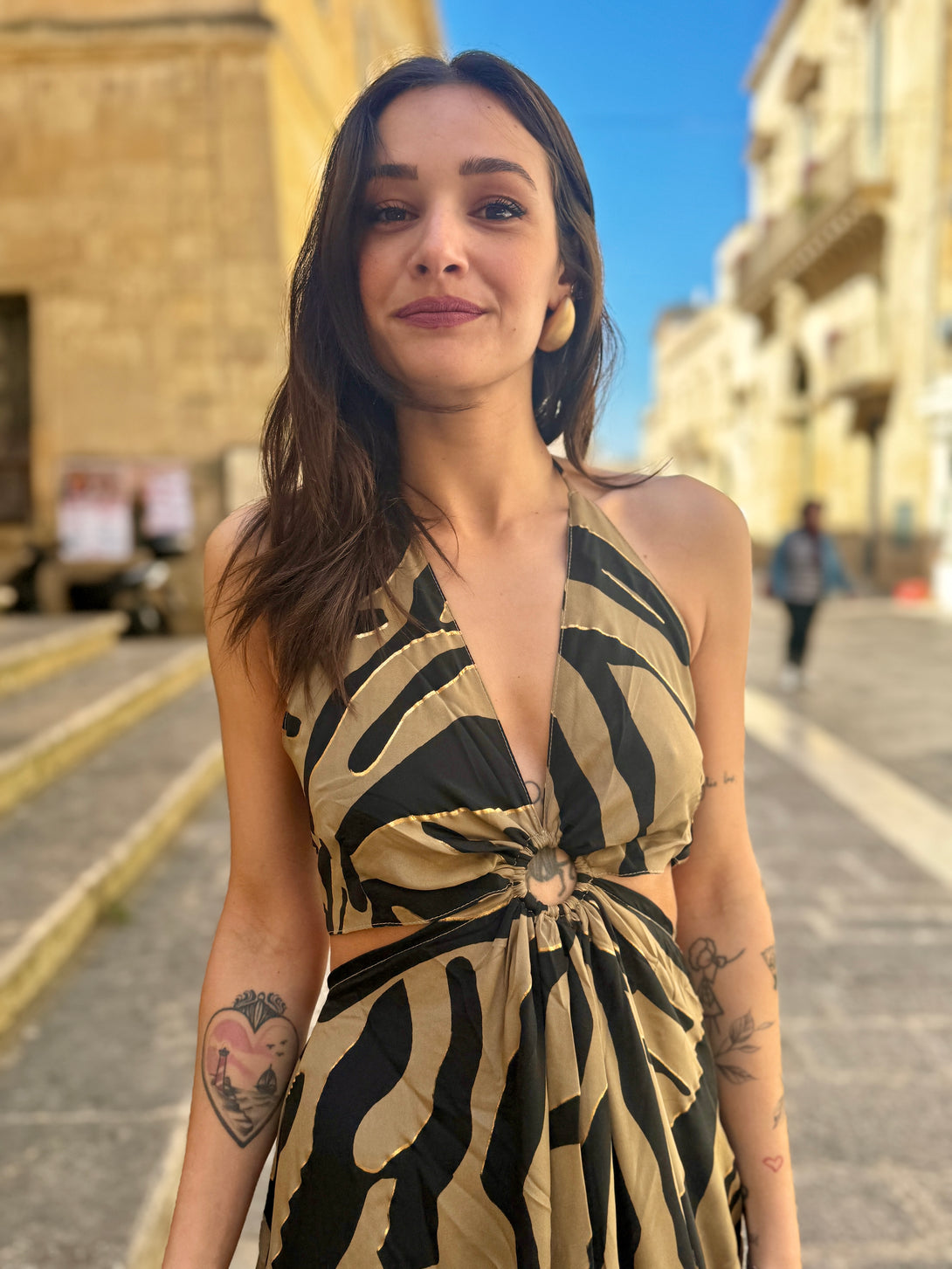 Vestito lungo seta Demi cut-out metallic-Vestito-WhyY-Bijondo