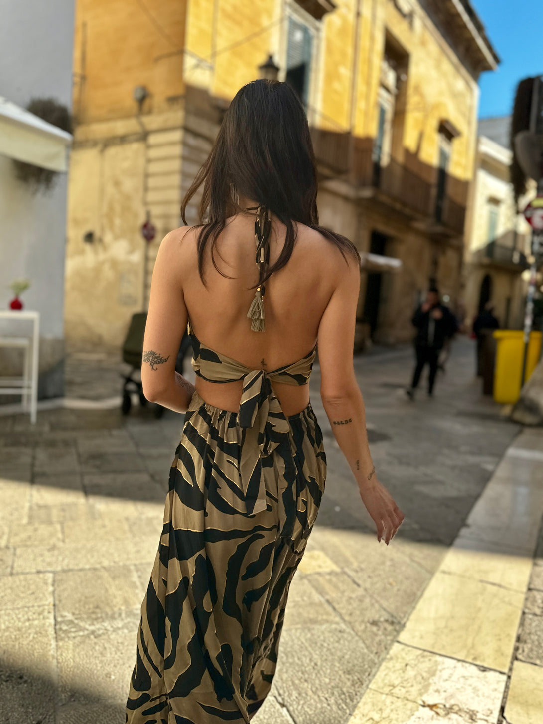 Vestito lungo seta Demi cut-out metallic-Vestito-WhyY-Bijondo