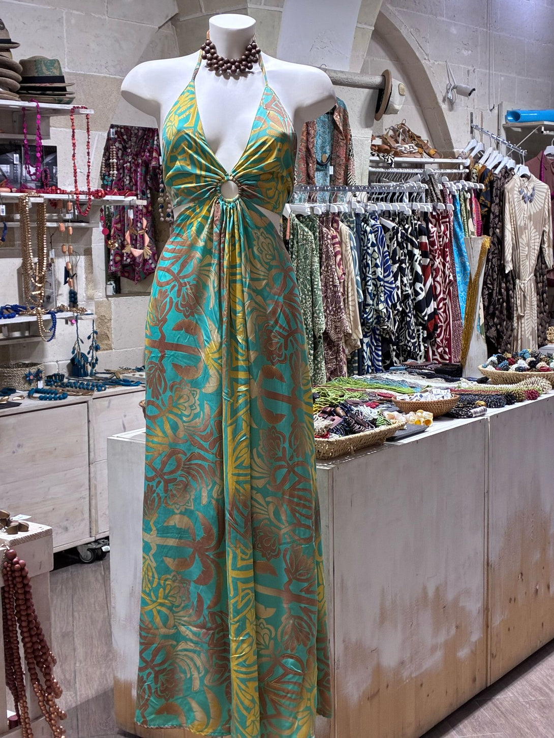 Vestito lungo seta Demi cut-out metallic-Vestito-WhyY-Turchese-taglia unica-Bijondo