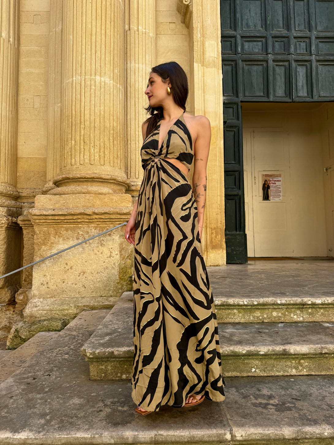 Vestito lungo seta Demi cut-out metallic-Vestito-WhyY-Bijondo