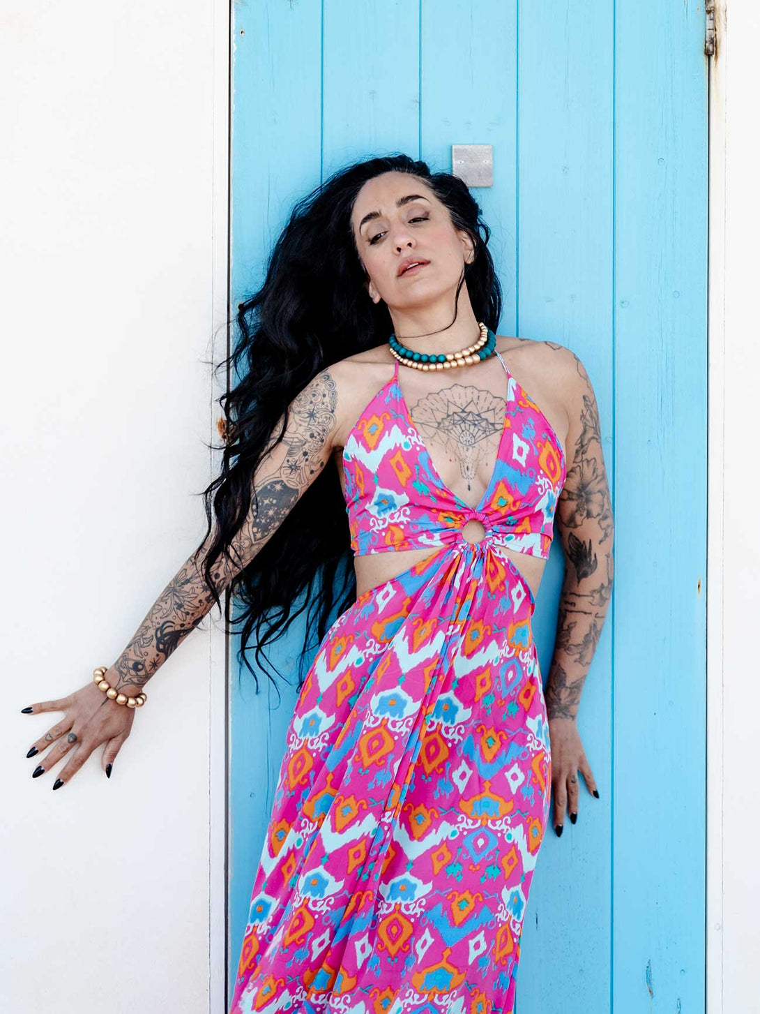 Vestito lungo seta Demi-Vestito-WhyY-pink-taglia unica-Bijondo