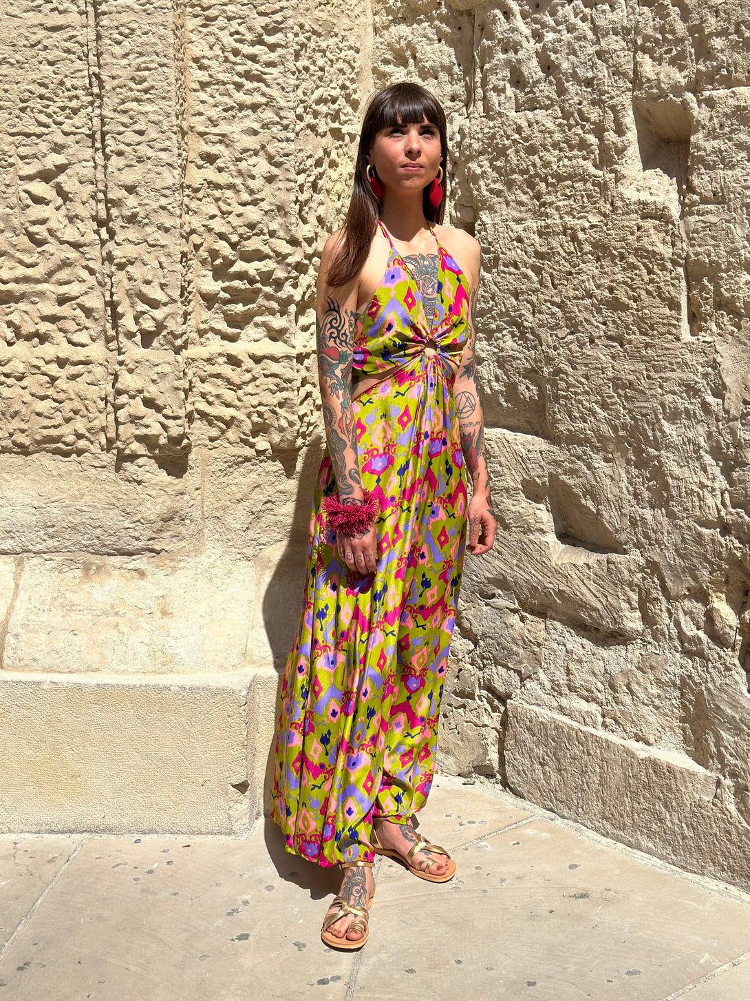 Vestito lungo seta Demi-Vestito-WhyY-verde-taglia unica-Bijondo