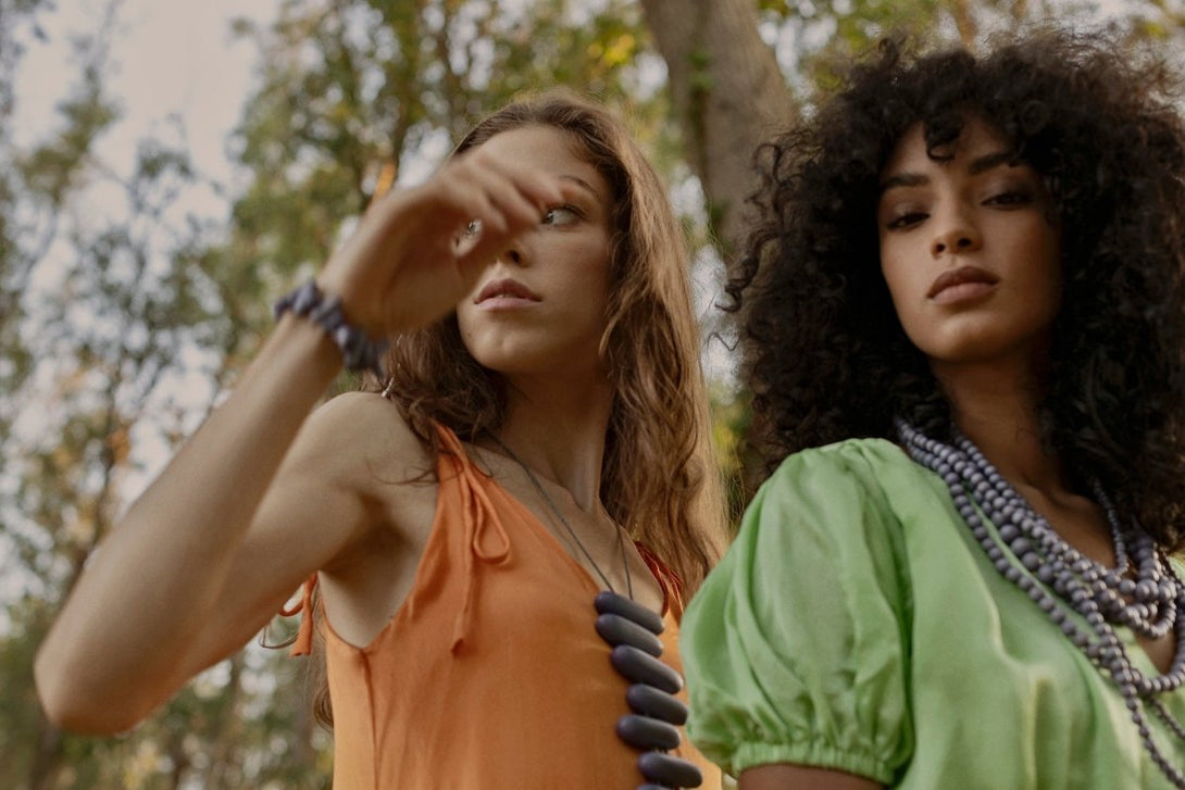 Vestito lungo seta Rukiya - verde - Bijondo